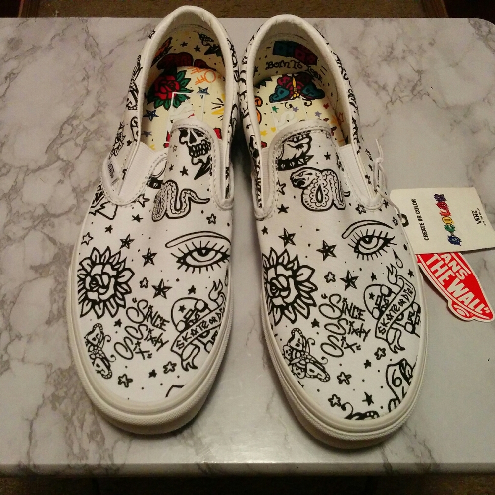 Vans Slip On U-Color Tattoo Skate Shoe